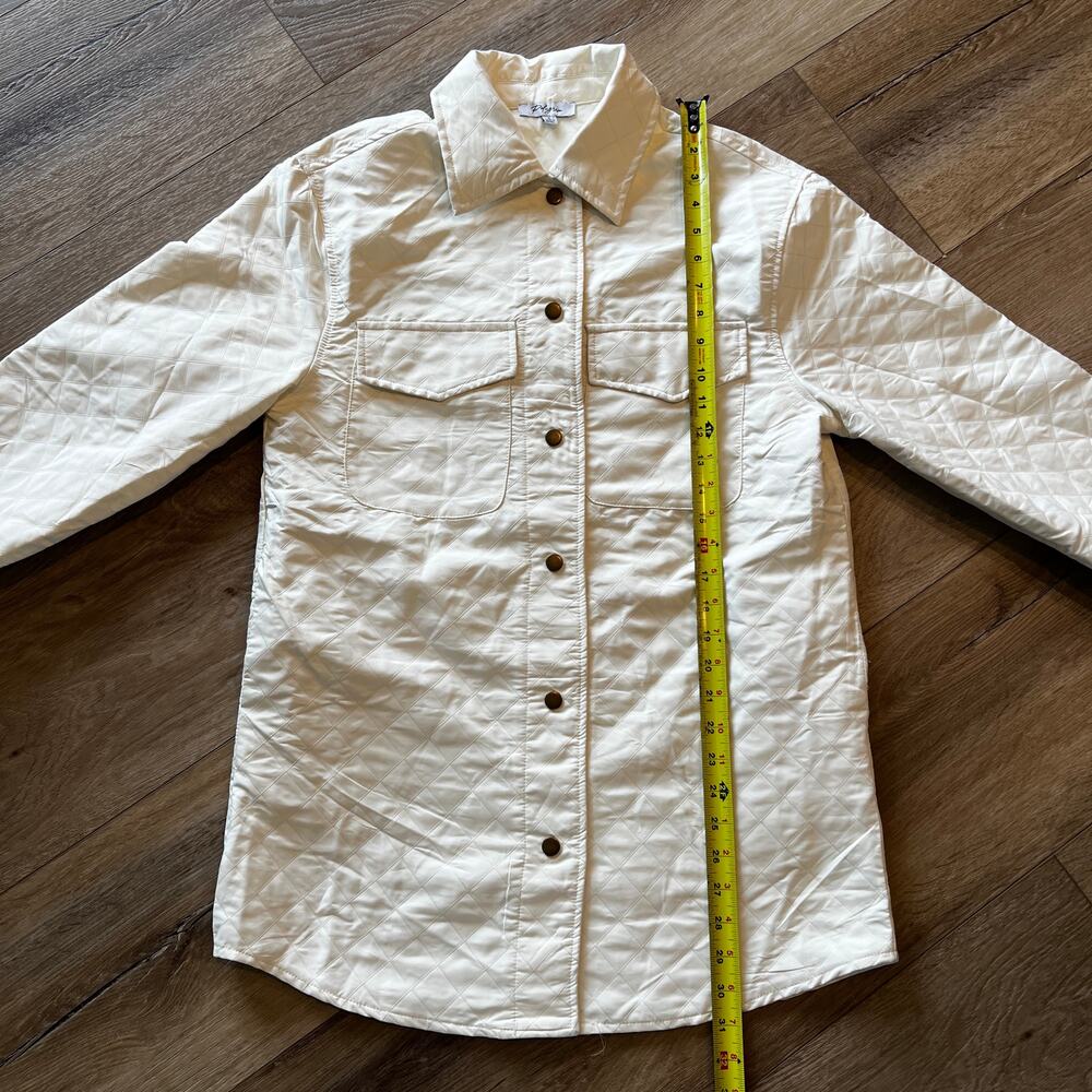 POLAGRAM Women's Quilted Shirt Jacket Size S In Cream - Picture 3 of 7